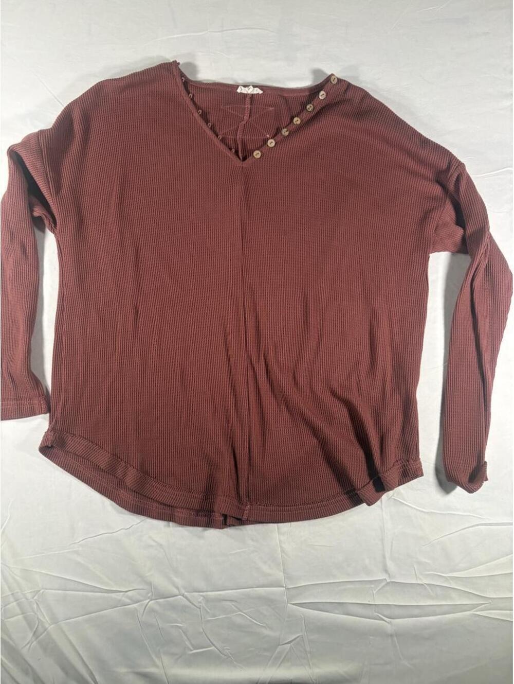 Jodi Kristopher Women's Burgundy and Brown Blous